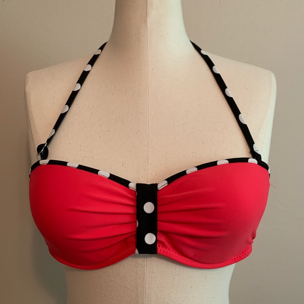 Pink Polka Dotted Bikini Top